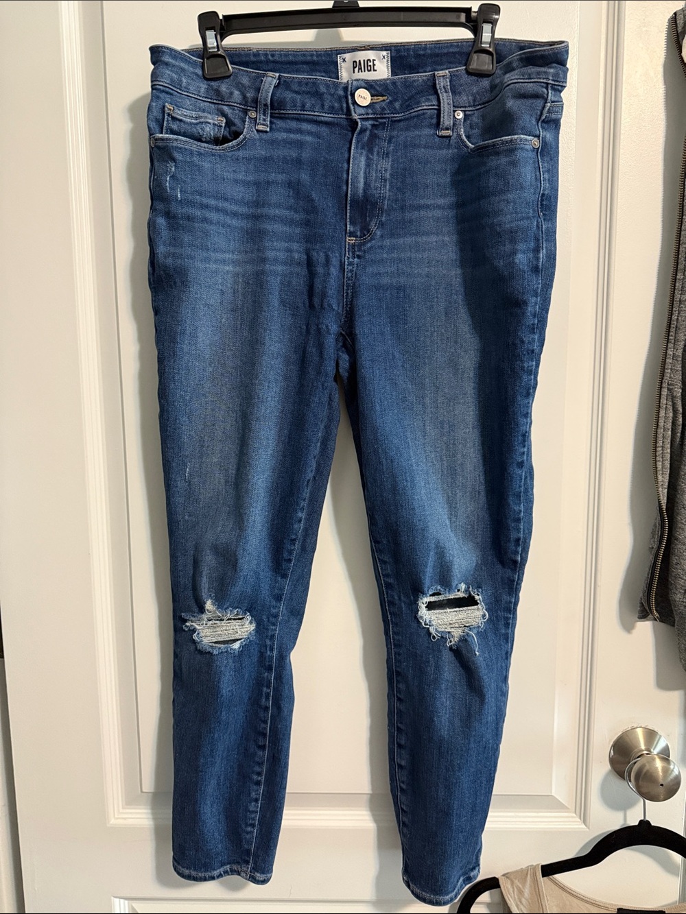 PAIGE Straight Leg Women's Denim Jeans — Medium Blue Wash